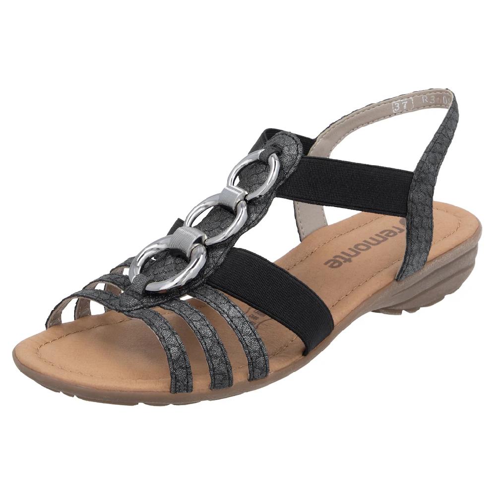 Remonte Sandale Sommerschuh Sandalette Keilabsatz mit Gummizügen Top Angebot