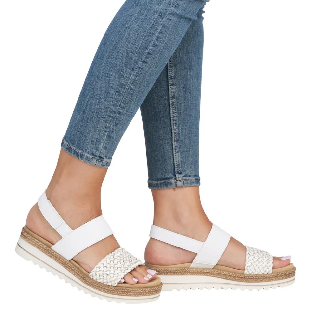 Remonte Keilsandalette »ELLE-Collection« Sommerschuh Sandale Keilabsatz mit Flechtbandage im Metalliclook online bestellen Zeitlich begrenztes Angebot
