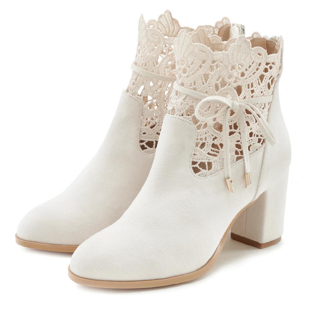 LASCANA High-Heel-Stiefelette »Trachten-Schuh Dirndl-Schuh « mit modischer Spitze und bequemen Blockabsatz Ankle Boot Stiefel online kaufen Große Rabatte