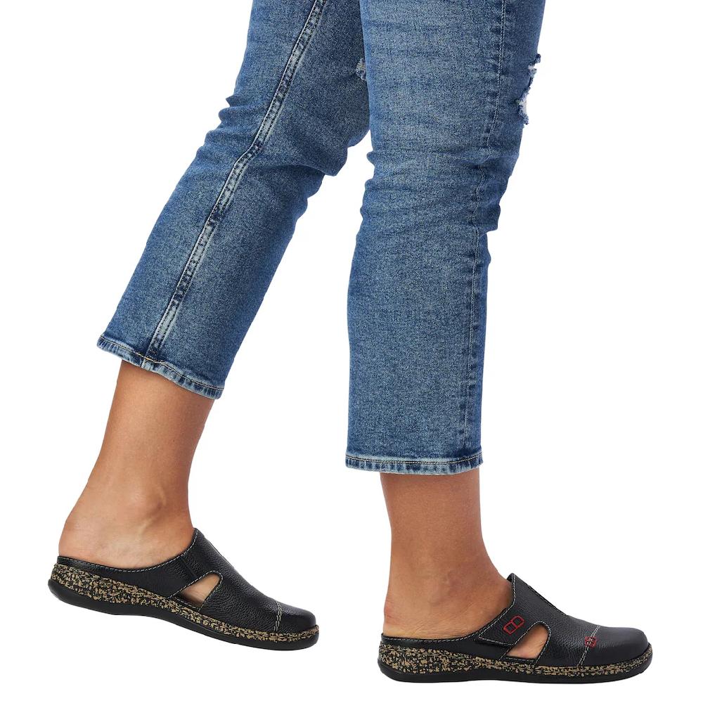 (Rieker Clog Hausschuh Sommerschuh Schlupfschuh mit praktischem Klettverschluss Kostenloser Versand international