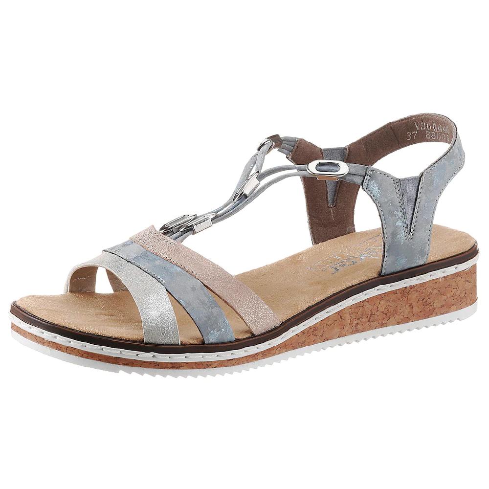 Rieker Riemchensandale Sommerschuh Sandalette Keilabsatz mit dezenter Schmuckverzierung online kaufen Neueste Stile