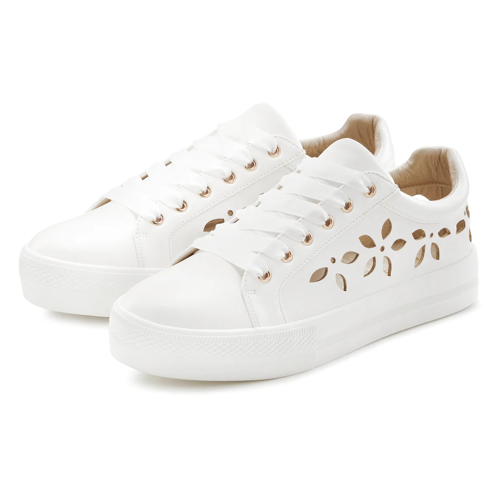 LASCANA Sneaker mit kleinen Cut-Outs Schnürhalbschuhe Freizeitschuhe VEGAN ▷ für Sonderangebot der Fabrik