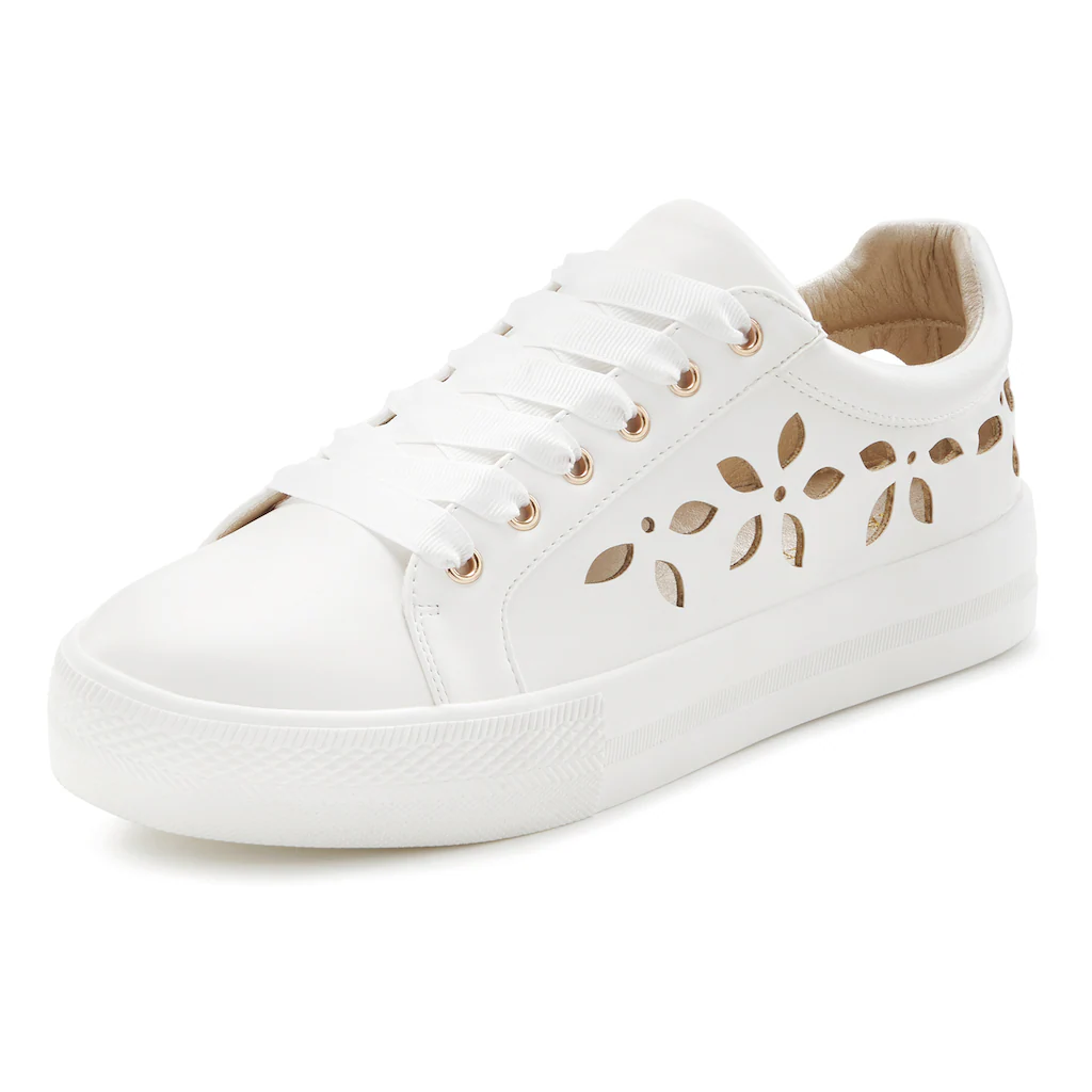 LASCANA Sneaker mit kleinen Cut-Outs Schnürhalbschuhe Freizeitschuhe VEGAN ▷ für Sonderangebot der Fabrik