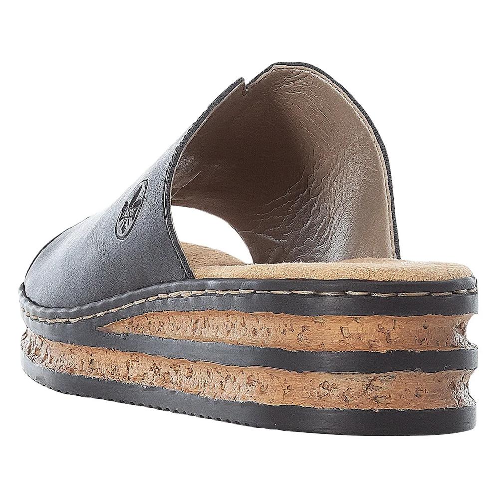 Rieker Pantolette Plateau Sommerschuh Schlappen in klassischer Optik online bestellen Angebote
