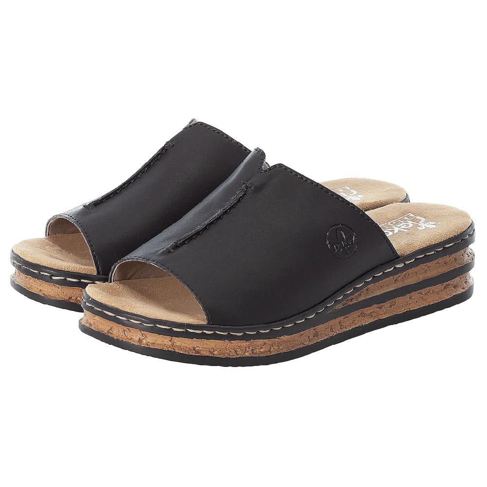 Rieker Pantolette Plateau Sommerschuh Schlappen in klassischer Optik online bestellen Angebote