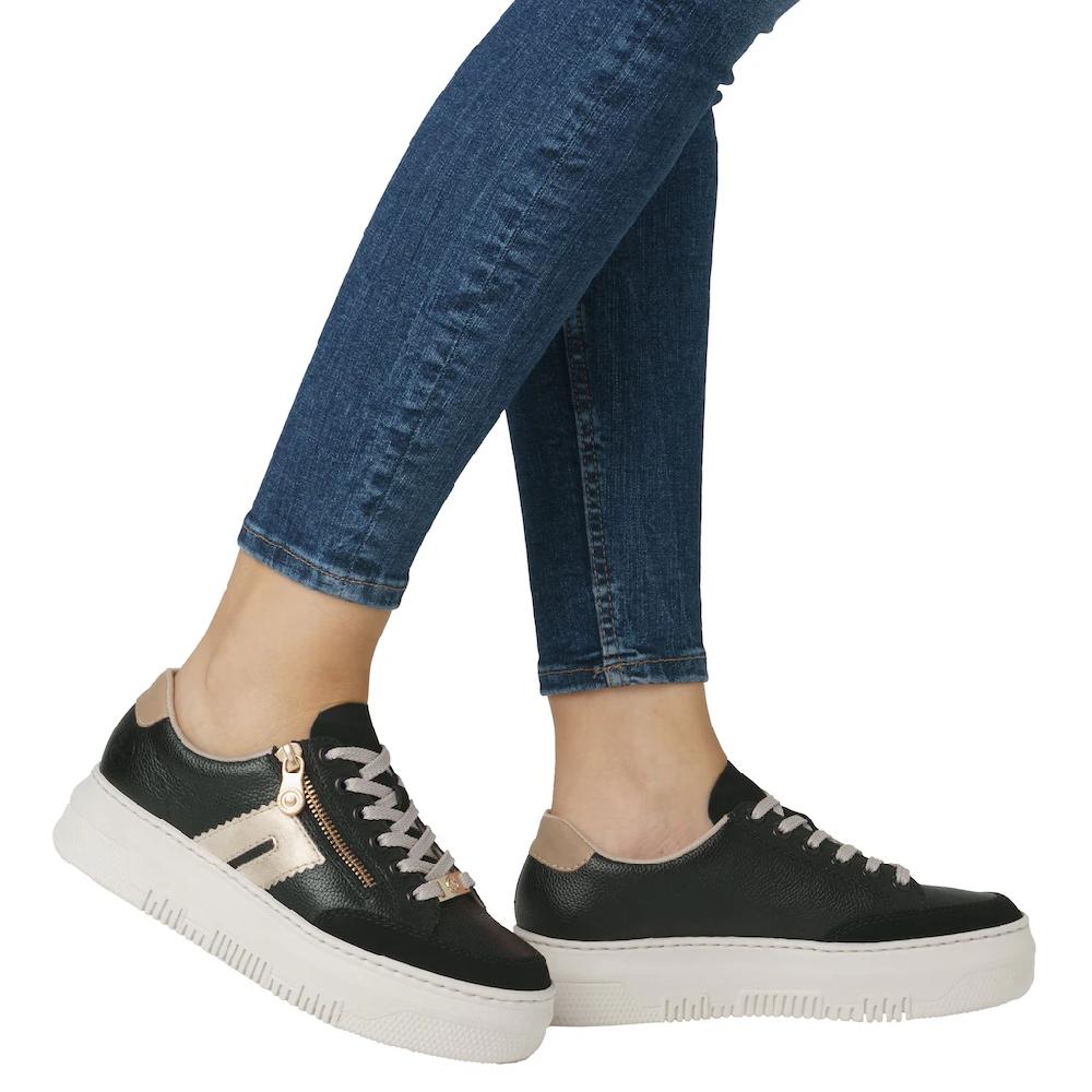 Rieker Plateausneaker Schnürschuh Halbschuh Freizeitschuh mit seitlichem Reißverschluss ▷ für Lagerräumung