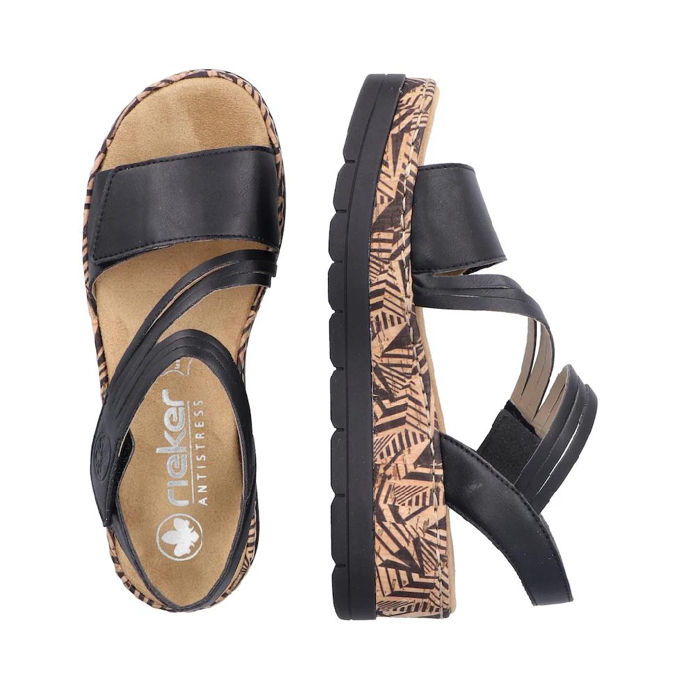 Rieker Keilsandalette Sommerschuh Sandale Keilabsatz mit gemusterter Plateausohle ▷ für Speichern exportieren