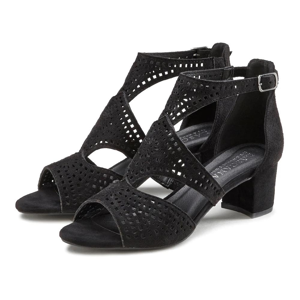 LASCANA Riemchensandalette Sandalette Sommerschuh mit Cut-Outs und bequemen Blockabsatz VEGAN bestellen Outlet