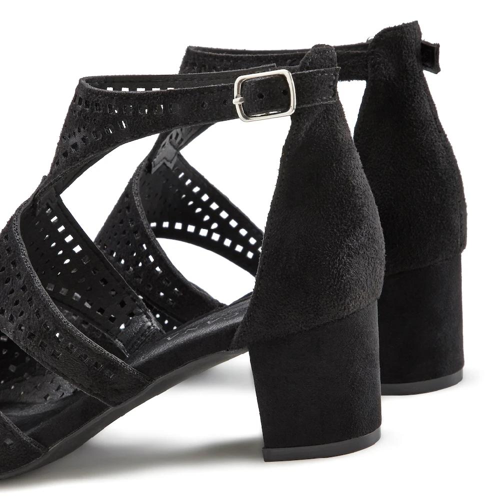 LASCANA Riemchensandalette Sandalette Sommerschuh mit Cut-Outs und bequemen Blockabsatz VEGAN bestellen Outlet