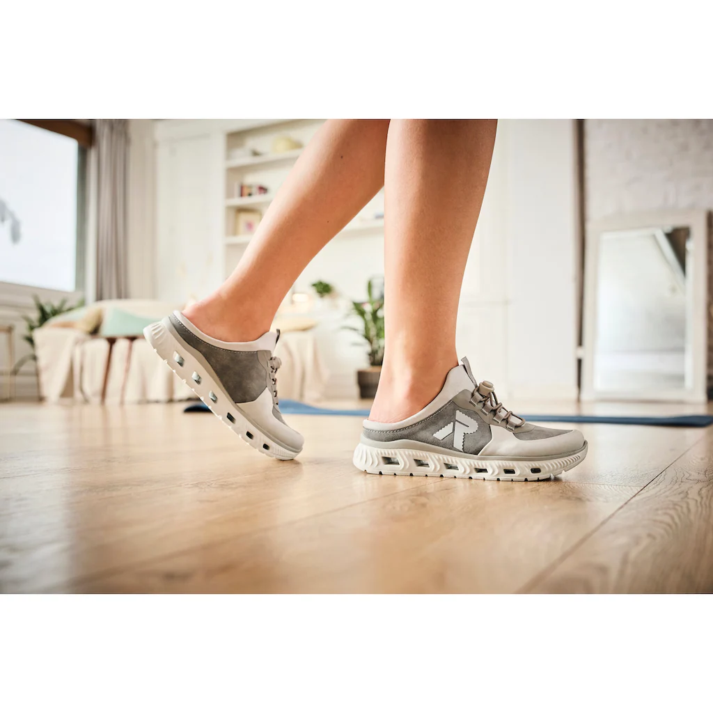 RIEKER Sport Clog Schlupfschuh Sabot Sneaker mit aufgesetztem Schnellverschluss Lagerräumung
