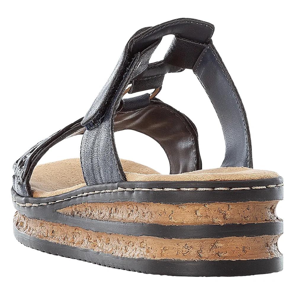 Rieker Pantolette Keilabsatz Sommerschuh Schlappen mit Riemchen in Flechtoptik ▷ für Clearance-Verkauf