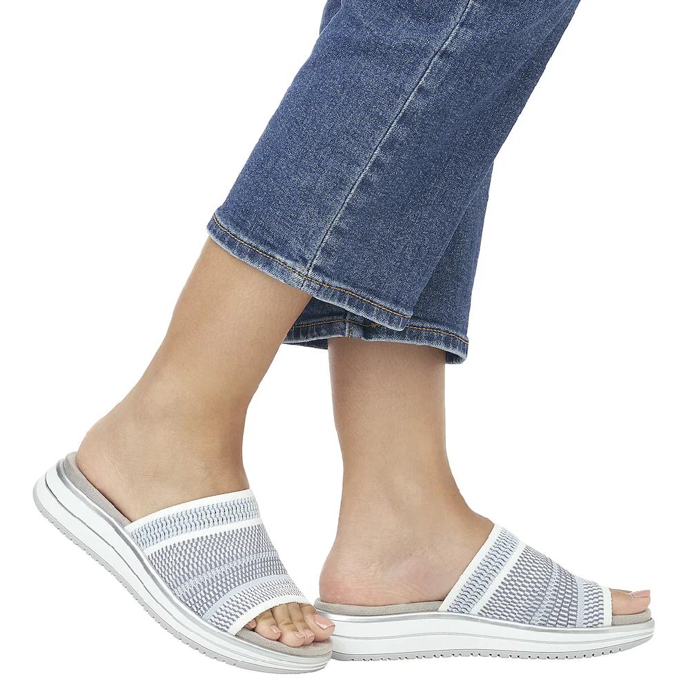 Remonte Pantolette Keilabsatz Sommerschuh Schlappen mit praktischem Gummizug ▷ für Sonderangebot