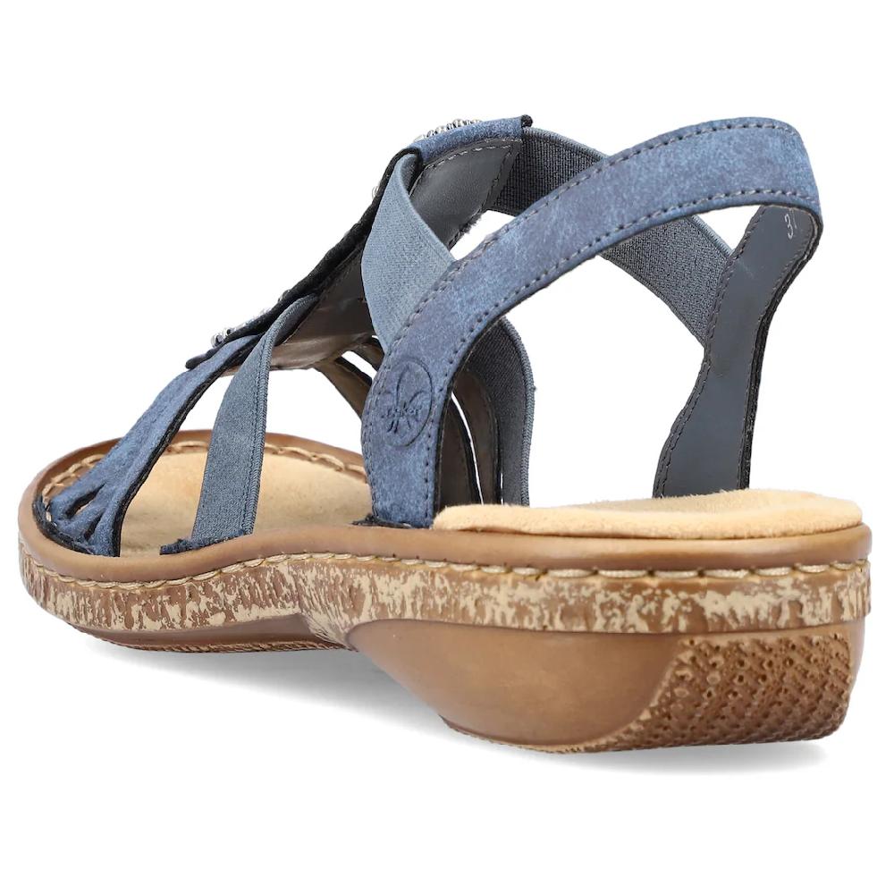 Rieker Riemchensandale Sommerschuh Sandalette Keilabsatz mit Zierperlen besetzt bestellen Rabatt