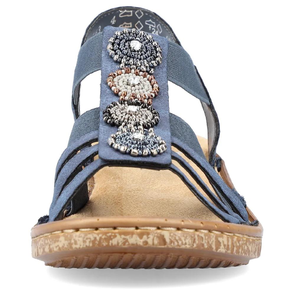 Rieker Riemchensandale Sommerschuh Sandalette Keilabsatz mit Zierperlen besetzt bestellen Rabatt