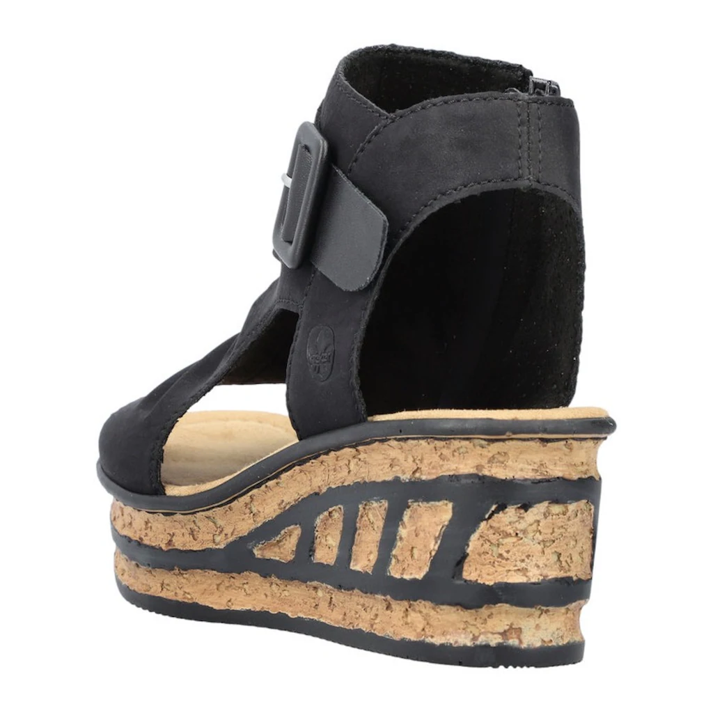 Rieker Keilsandalette Sommerschuh Sandale Keilabsatz mit Reißverschluss innen bestellen Neuheiten