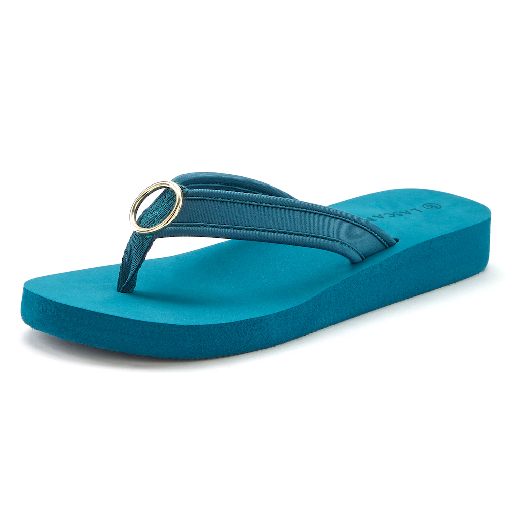 LASCANA Badezehentrenner Sandale Pantolette Badeschuh mit Ringapplikation "Italy" VEGAN Neuheiten