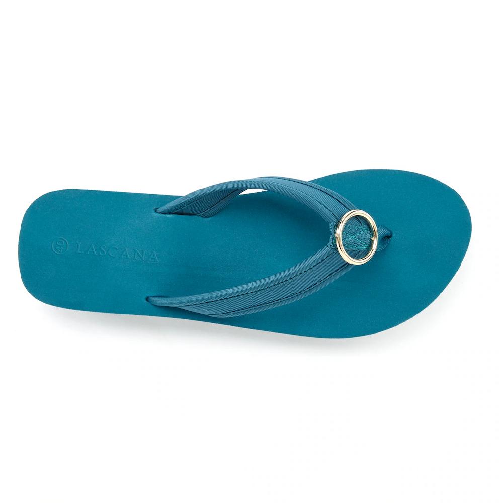 LASCANA Badezehentrenner Sandale Pantolette Badeschuh mit Ringapplikation "Italy" VEGAN Neuheiten