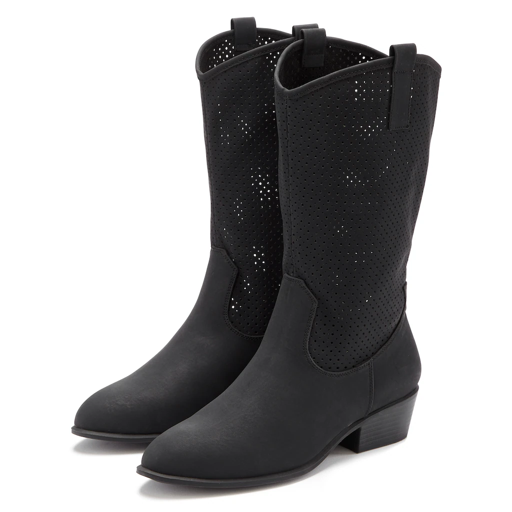 LASCANA Westernstiefel Sommer Boots Ankle Stiefelette Schlupfstiefel Cowboy-Look Cut-Outs kaufen Saisonale Angebote
