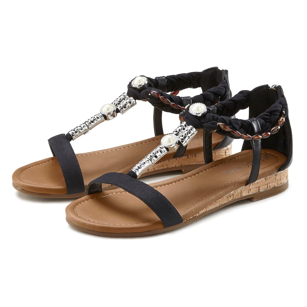 LASCANA Sandale Sandalette Sommerschuh mit Schmuckelementen VEGAN bestellen Tiefpreis