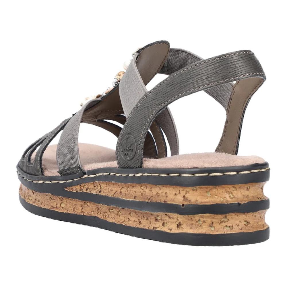 Rieker Riemchensandale Sommerschuh Sandalette Keilabsatz mit Schmucksteinen besetzt ▷ für Limitierter Zeitrabatt