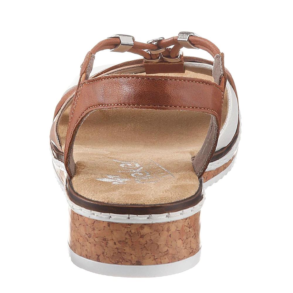 Rieker Riemchensandale Sommerschuh Sandalette Keilabsatz mit Accessoires verziert bestellen Online Outlet