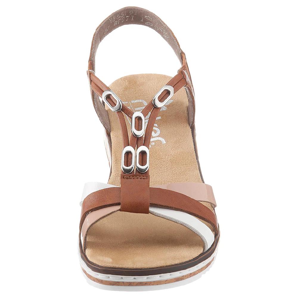 Rieker Riemchensandale Sommerschuh Sandalette Keilabsatz mit Accessoires verziert bestellen Online Outlet