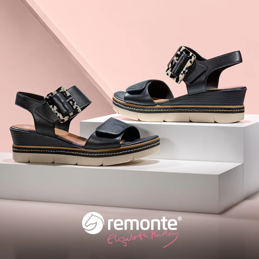 Remonte Keilsandalette »Elisabeth Hurley-Collection« Keilabsatz Riemensandale Sommerschuh auffällige Zierschnalle bestellen Blitzangebot