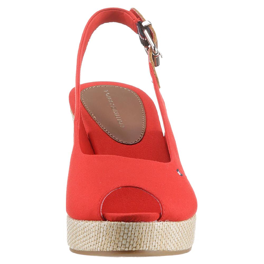 Tommy Hilfiger Sandalette »ICONIC ELBA SLING BACK WEDGE« Sommerschuh Sandale Keilabsatz mit Jutebesatz Sonderangebote