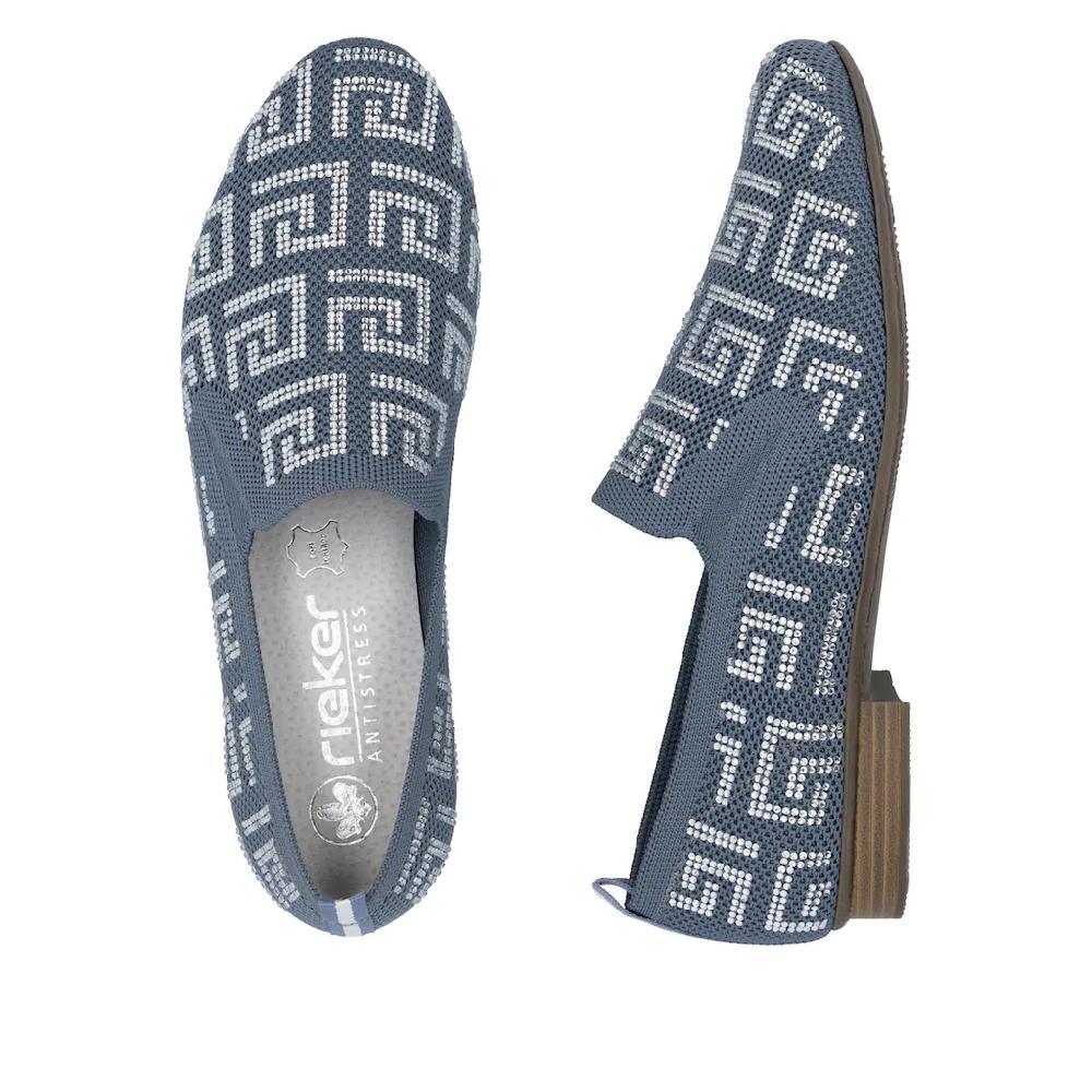 Rieker Slipper Halbschuh Schlupfschuh Blockabsatz Loafer mit Stretcheinsätzen ▷ für Blitzverkäufe