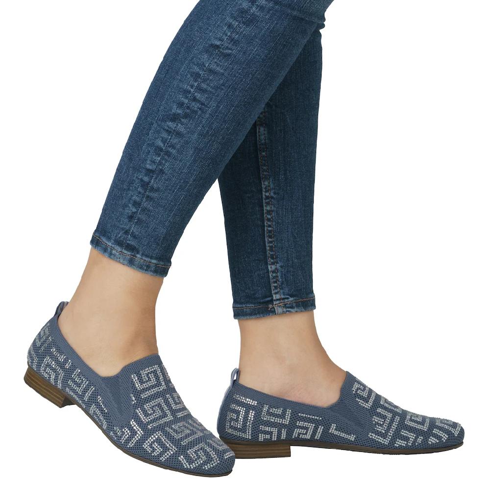 Rieker Slipper Halbschuh Schlupfschuh Blockabsatz Loafer mit Stretcheinsätzen ▷ für Blitzverkäufe