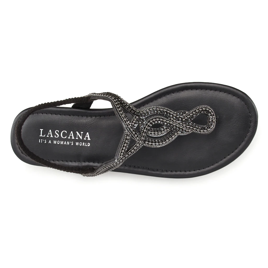 LASCANA Zehentrenner »Sandale Pantolette« Sandale mit Schmucksteinen in Glitzer-Optik VEGAN online kaufen Kostenloser Versand