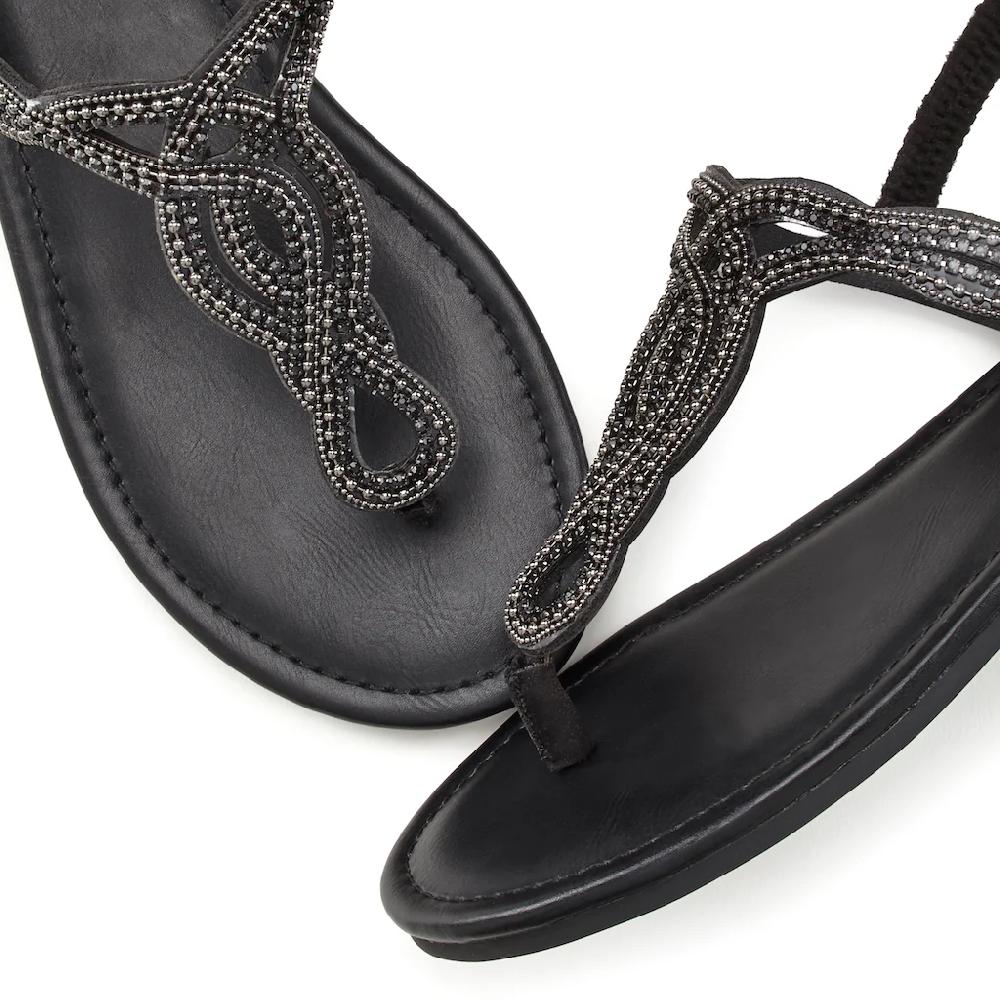 LASCANA Zehentrenner »Sandale Pantolette« Sandale mit Schmucksteinen in Glitzer-Optik VEGAN online kaufen Kostenloser Versand